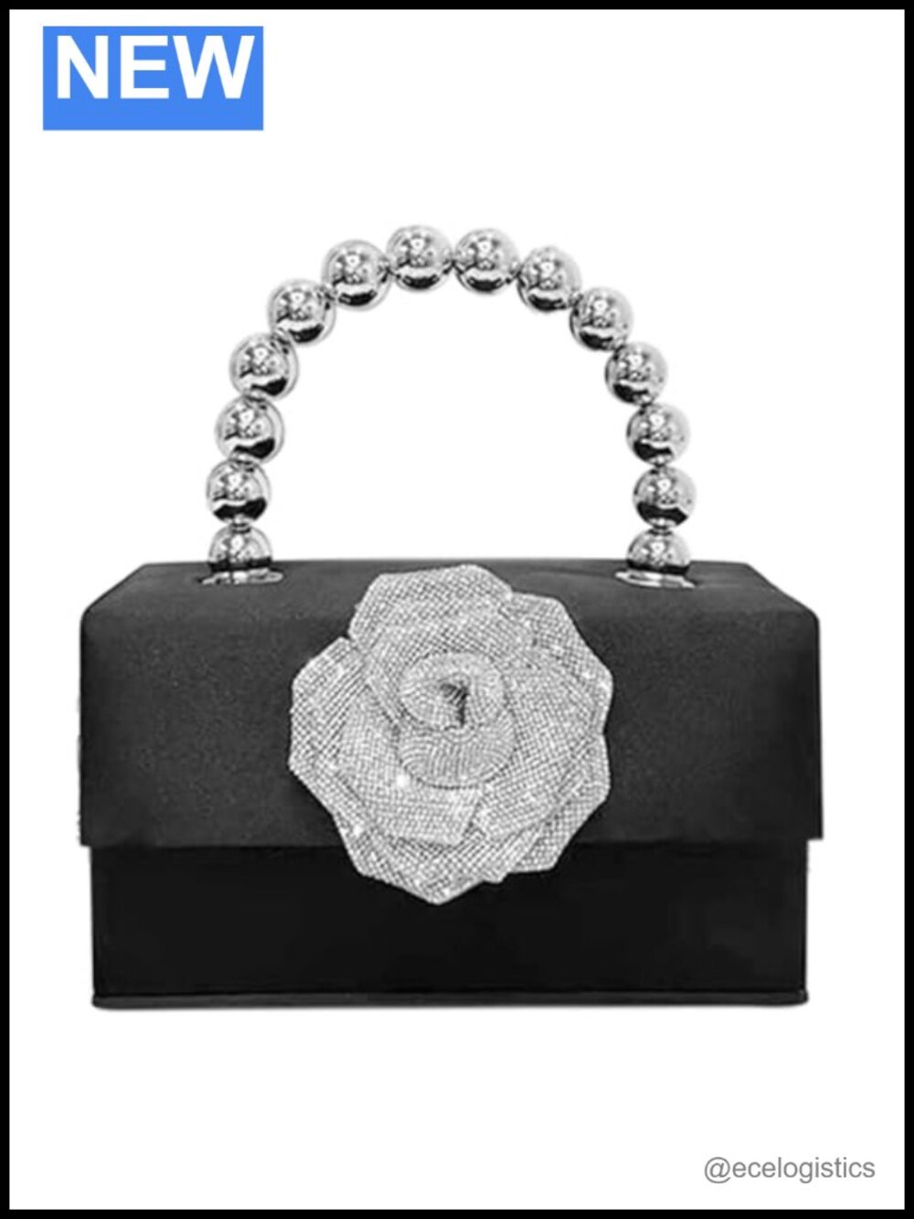 Satin Rhinestone Evening Bag Clutch Crossbody for Wedding Prom Party